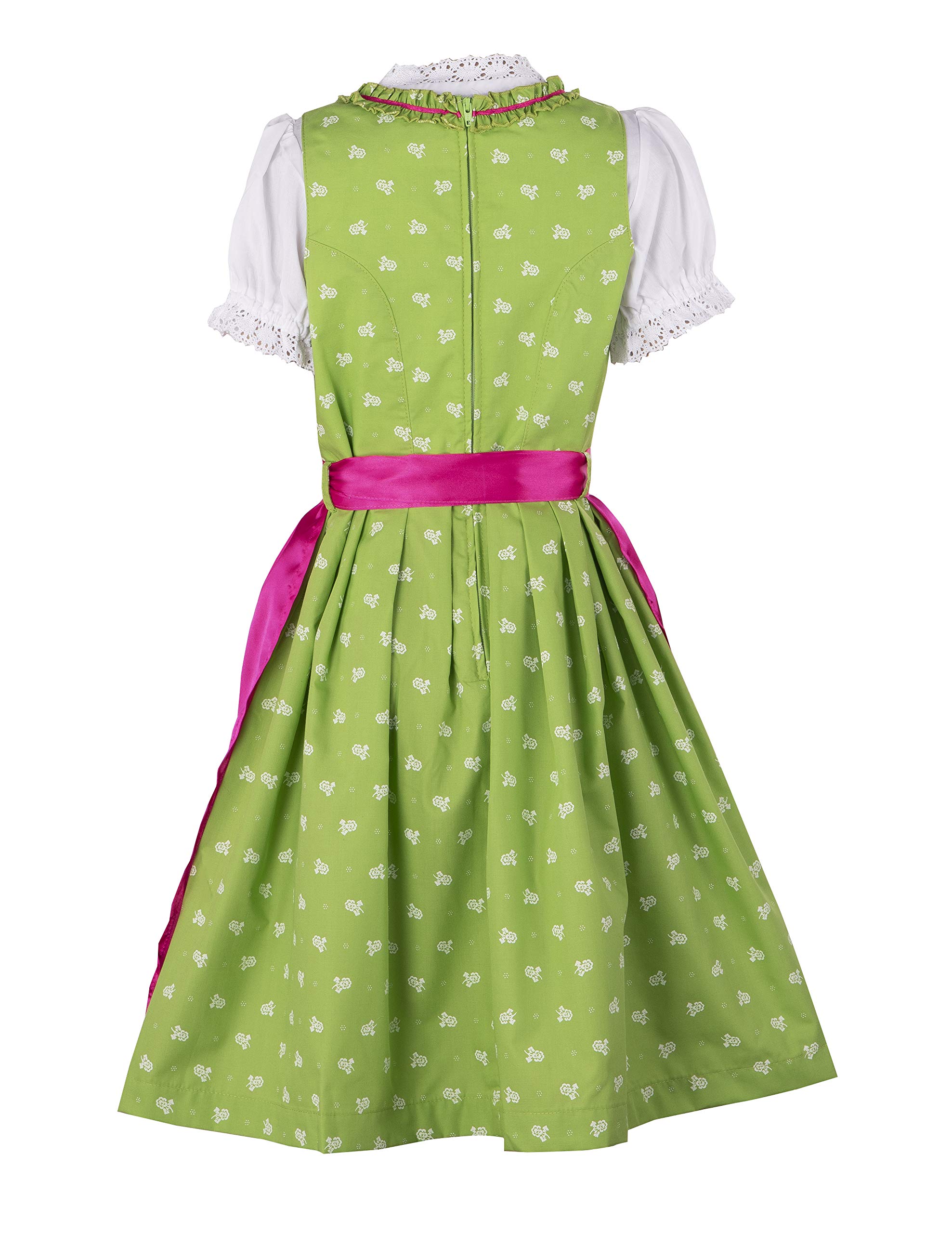 Ramona Lippert® - Dziecięca sukienka Dirndl dla dziewczynek - dirndl Franziska w kolorze jasnozielonym - 3-częściowa sukienka ludowa - moda ludowa - strój ludowy z fartuchem