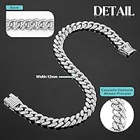 Vista 4 de Tallew Collar de Cadena de Plata para Perro con Diamantes, Collar de Cadena de Metal para Caminar con Hebilla de Seguridad, Collar de Estilo Cubano