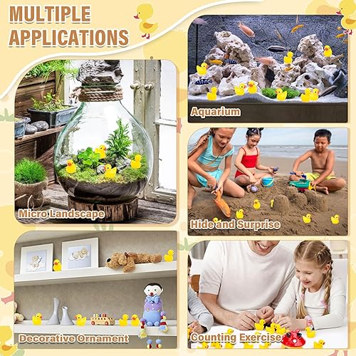 Miniatura 6 de Selizo 250 mini patos de resina, pequeños patos de plástico para ocultar, pequeños dijes de pato de resina para bebés a granel para casa de muñecas