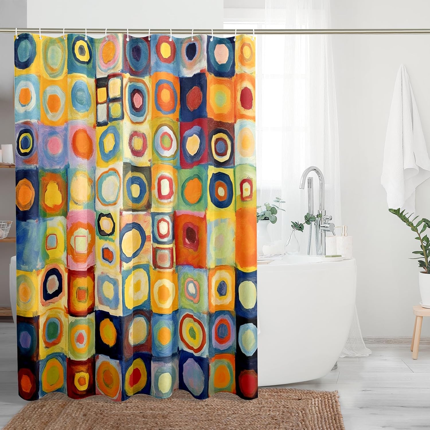 Patchwork Shower Curtain Color Block y2k Abstract Pink Checkered Cloth Fabric Bathroom Decor Shower Curtain with Design Bathtub Machine Washable,Multicolor,72x72 Inch