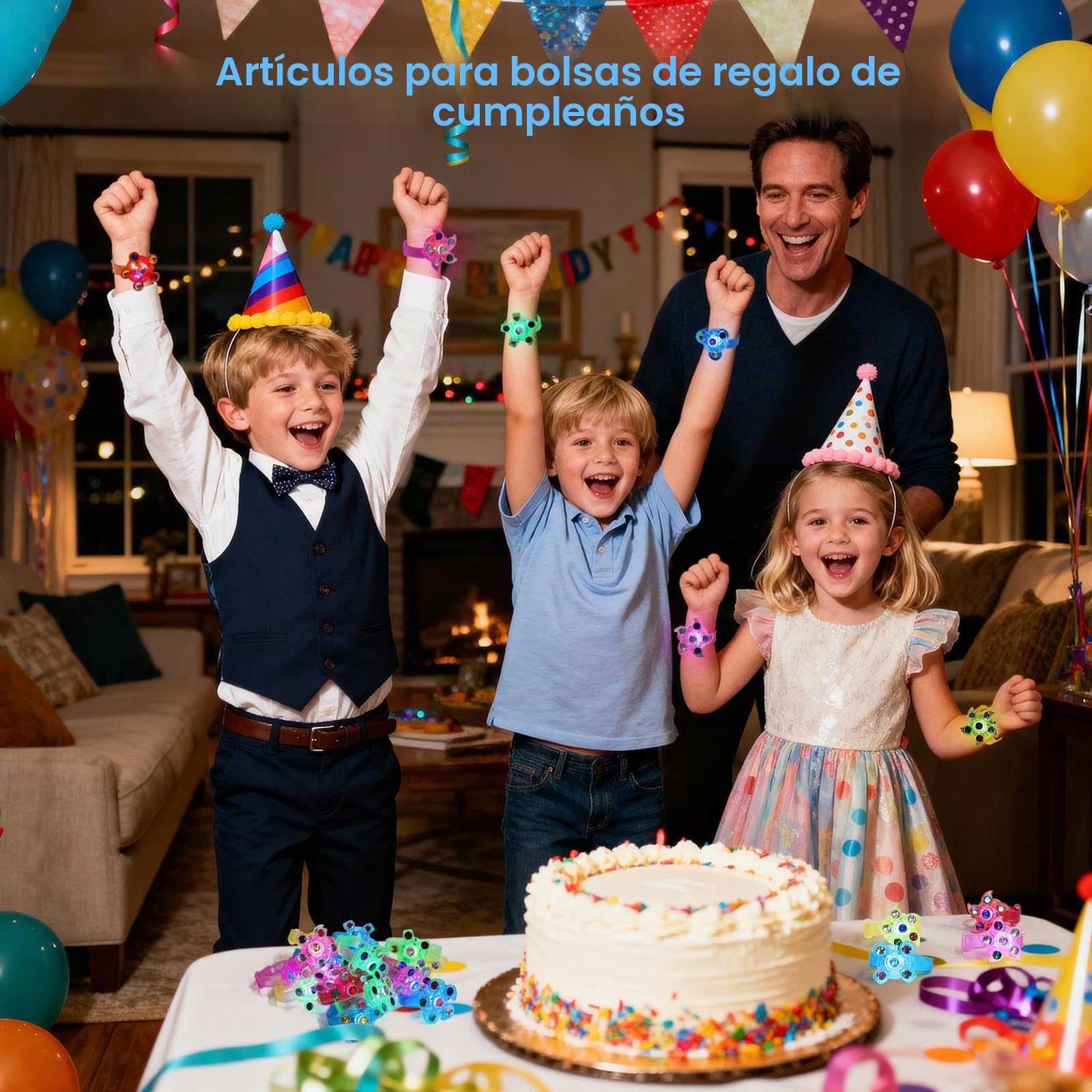 Favores de Fiesta para Niños, 24PCS Pulseras Luminosas LED Brillo En Oscuridad Juguetes Regalos de Cumpleaños Día de San graduación Navidad Halloween a Niños Niñas Fiestas Favores