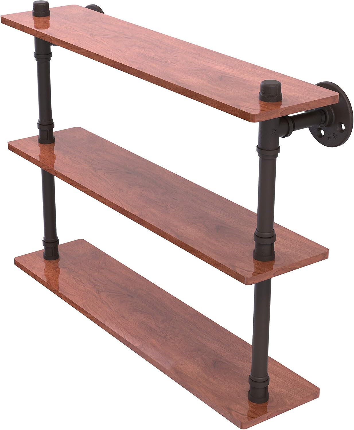 Allied Brass P-490-22-TWS Pipeline Collection 22 Inch Ironwood Triple Wood Shelf, 22", Oil Rubbed Bronze