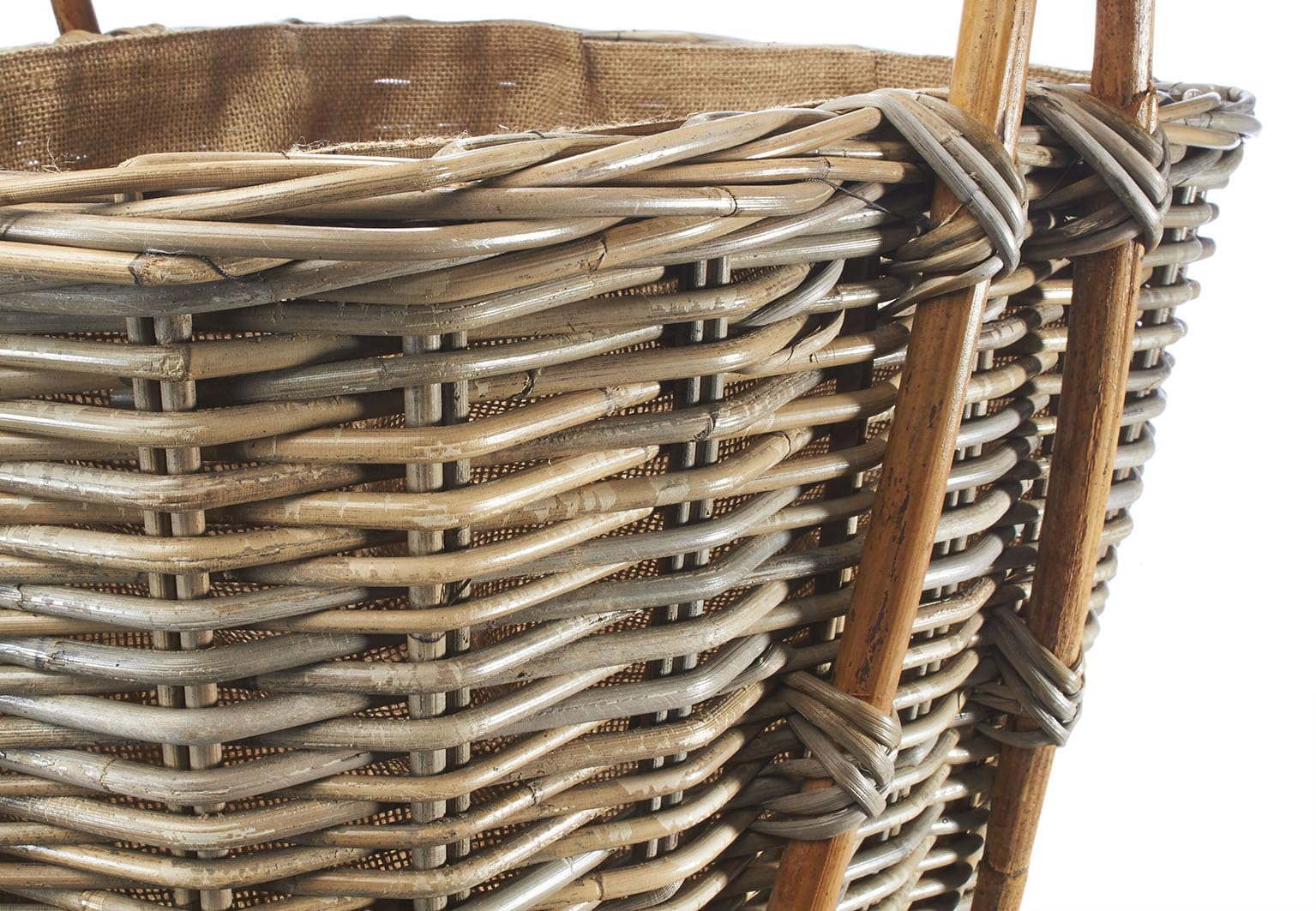 Kobolo Holztrage Holzkorb für Kaminholz Rattan kubu mit Jutestoff