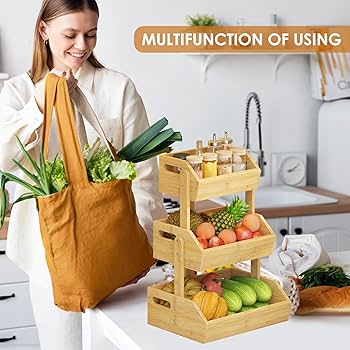 Amazon.com: JANSNIMEN 3 Tier Bamboo Fruit Basket, Fruit Basket for
