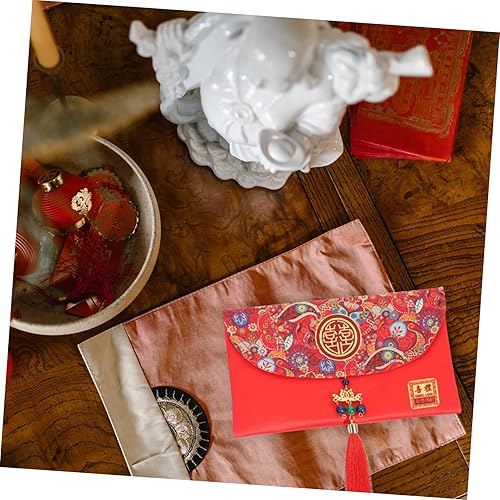 Miniatura 2 de Abaodam 4pcs Gift Bag Chinese Hong Bao Silk Red Envelopes Money Wraps Sobres Para Red Money Bags Cash Pockets Decorative Envelopes Chinese Wedding