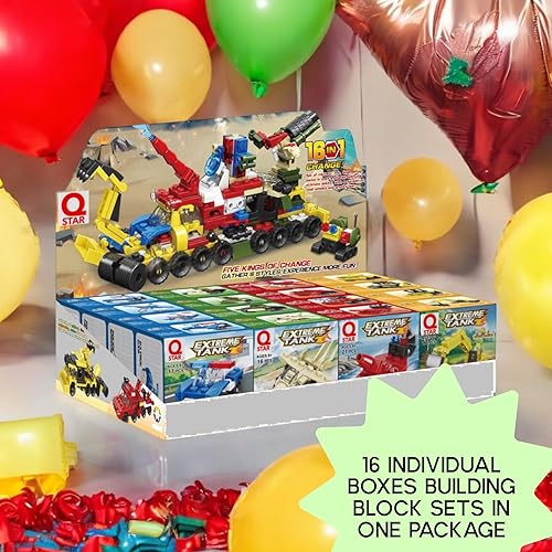 Miniatura 6 de QStar Mini 16 bloques de construcción de automóvil compatibles con regalos de fiesta de Lego para niños, premios para el aula de niños, rellenos de
