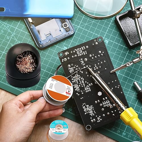 Miniatura 8 de Kit limpiador de puntas de soldador, alambre de soldadura con núcleo de colofonia de 0.031 in (3.5 oz100 g) con limpiador de puntas de soldador + 2