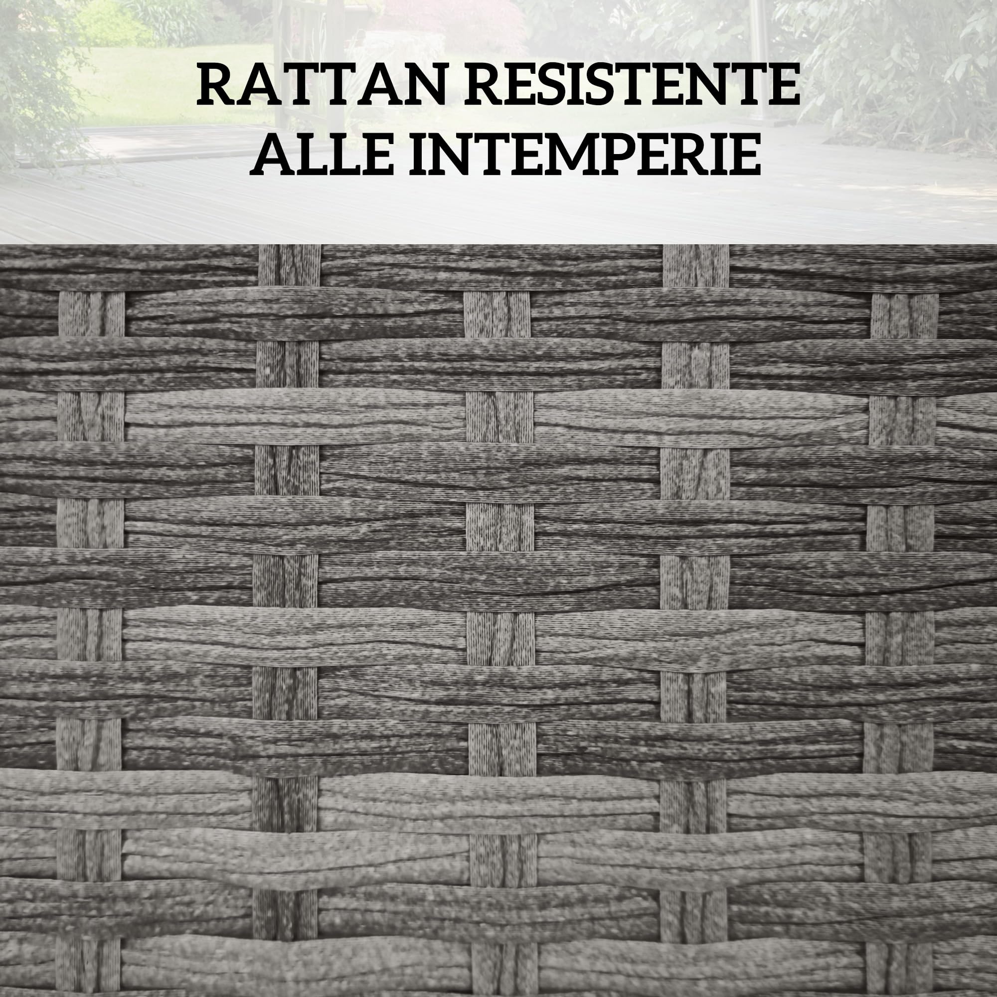 Outsunny Baule da Giardino in Rattan PE, Cassapanca da Esterno con Piedini Antiscivolo e Rivestimento Interno in Tessuto Impermeabile, 57x34x62cm, Grigio e Beige