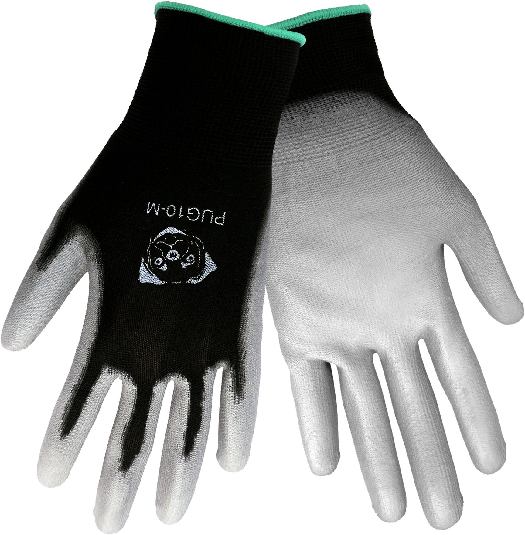 Global GlovePUG10 Economy Grade Polyurethane/Polyester Glove, Work, Medium, Gray/Black (Case of 144)