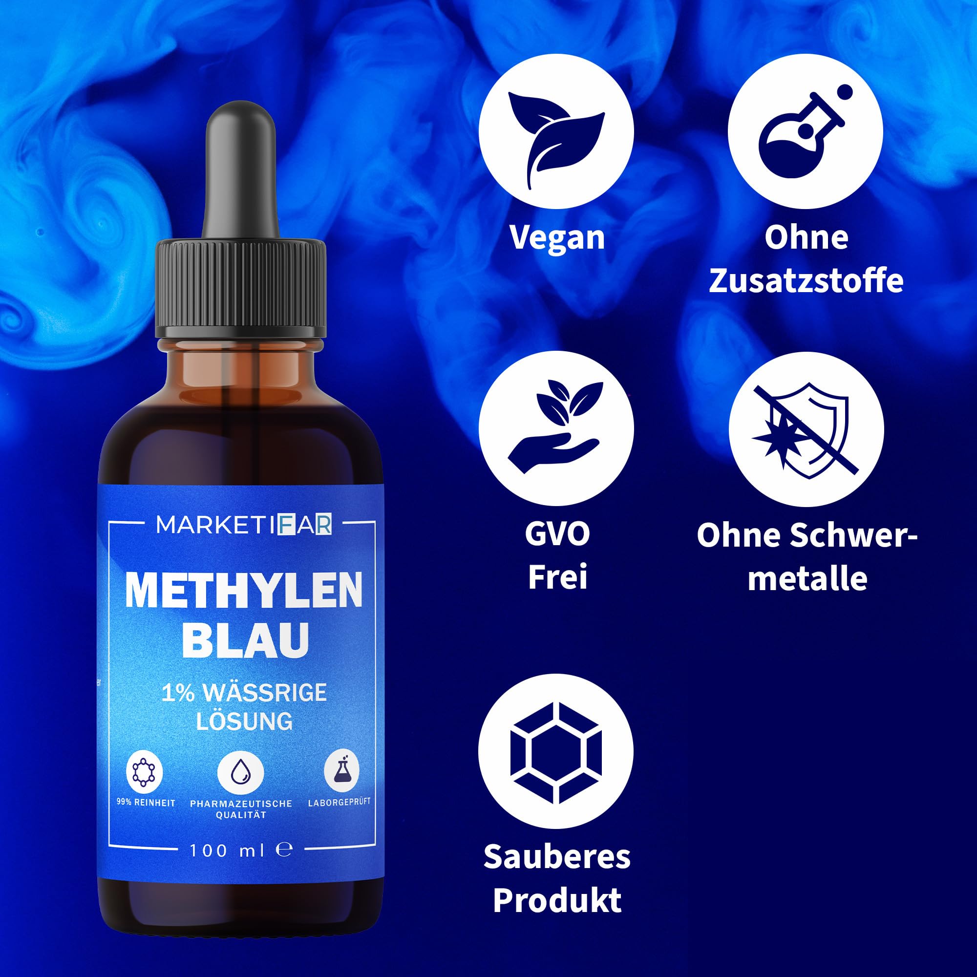 Le Bleu De Méthylène Solution Bleu De Méthylène 1% HERRLAN 100ml - Qualité r - Made In Germany Réactif Laboratoire Microscopie