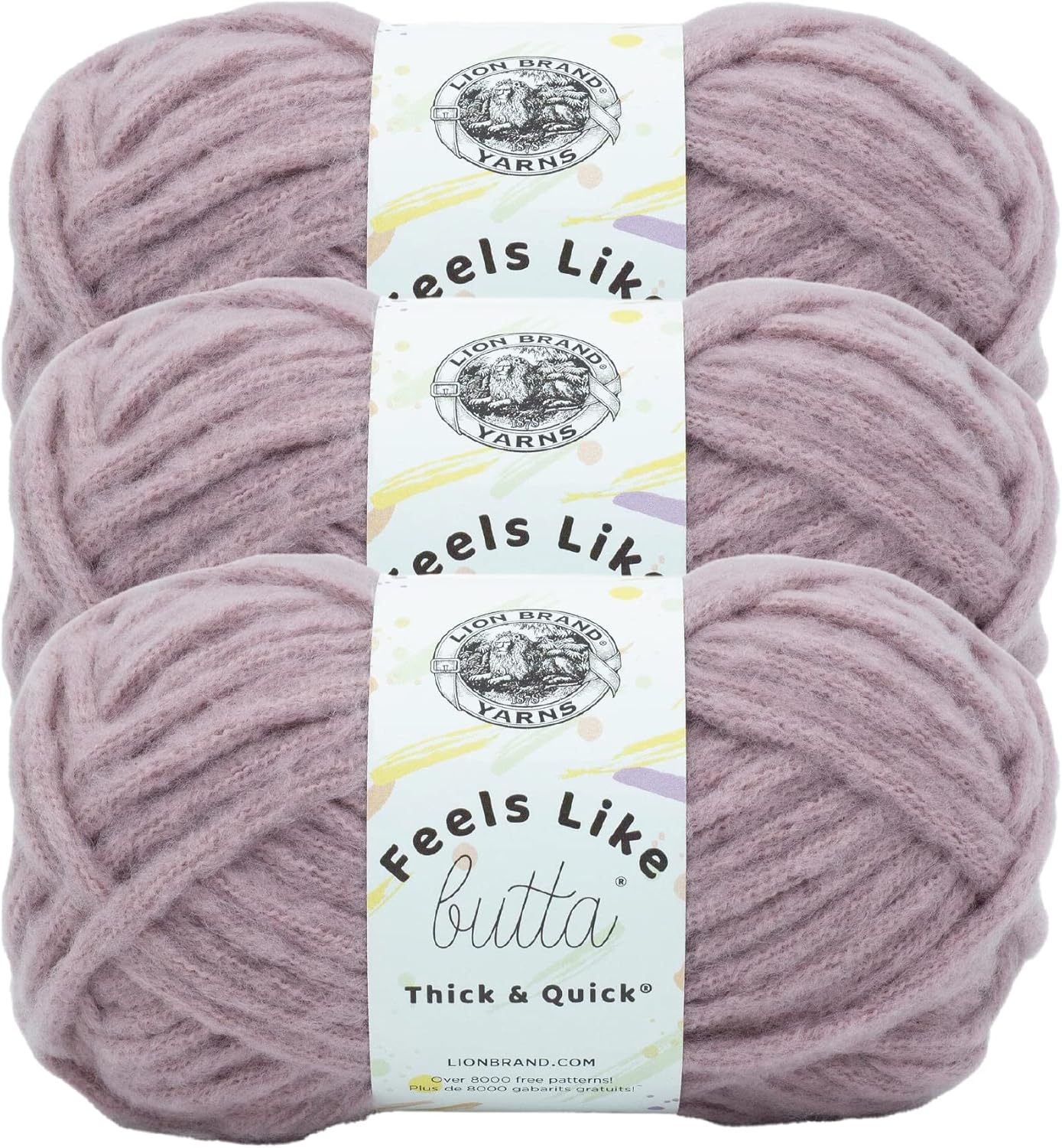Lion Brand Yarn Feels Like Butta Thick & Quick Super Bulky Yarn for Knitting, 3 Pack, Woodrose