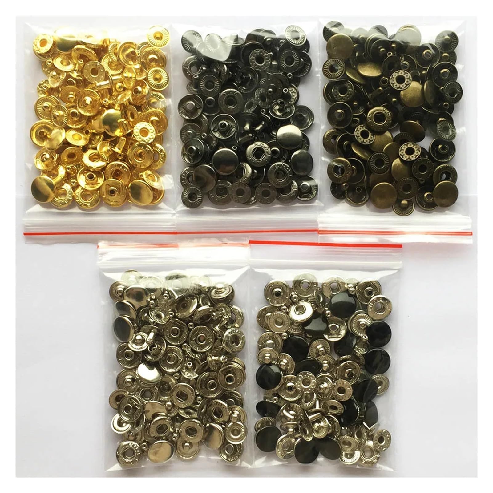 Zestaw skórzanych zatrzasków 50 sztuk, 10 mm 12 mm 15 mm metalowe zatrzaski zatrzaskowe, 4 narzędzia instalacyjne, skórzane zatrzaski do ubrań (kolor: narzędzia i zestaw 50 sztuk, rozmiar: 15 mm)