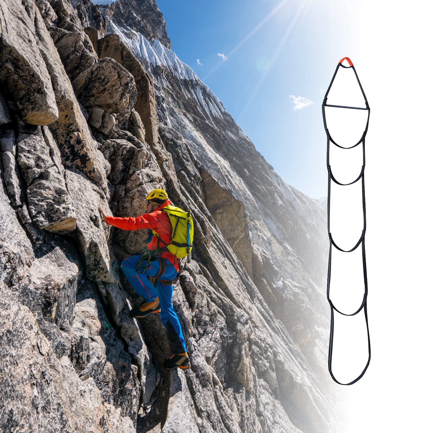 KAILAS Climbing Aider Hunting Webbing Rope Ladder Tree Stand Steps Rock Foot Ascender Loop Lightweight 5 Step