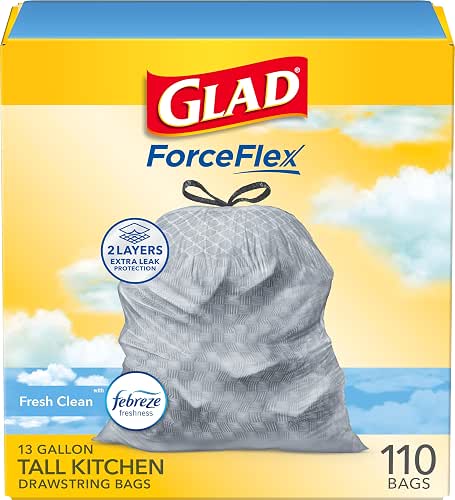 Glad Tall Kitchen Drawstring Trash Bags - Odorshield 13 Gallon