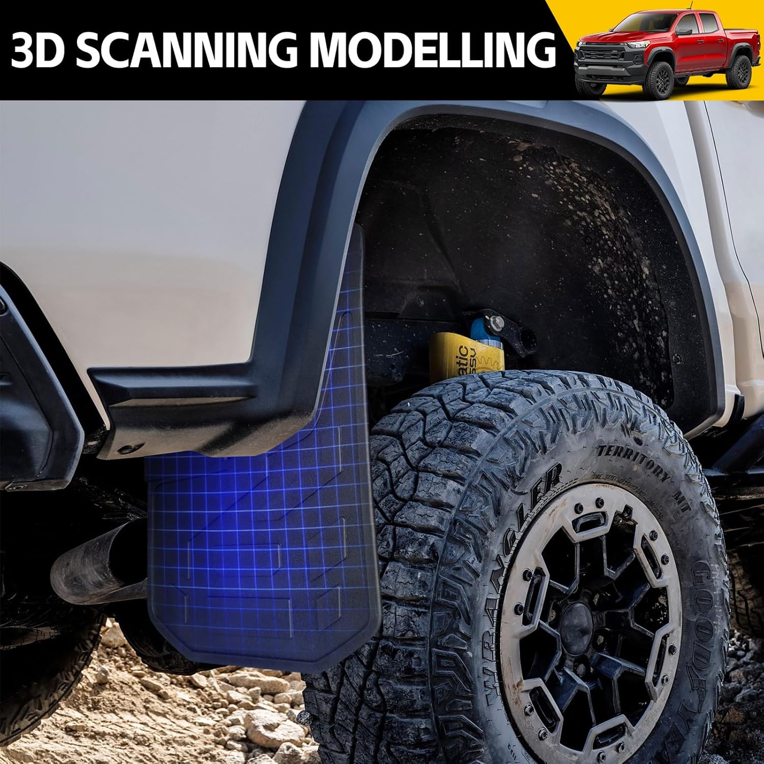 Mud Flaps for 2023 2024 2025 Chevy Colorado Without Fender Flares, No Drill Splash Guards Front & Rear Truck Mud Guards Accessories Set(4pcs)