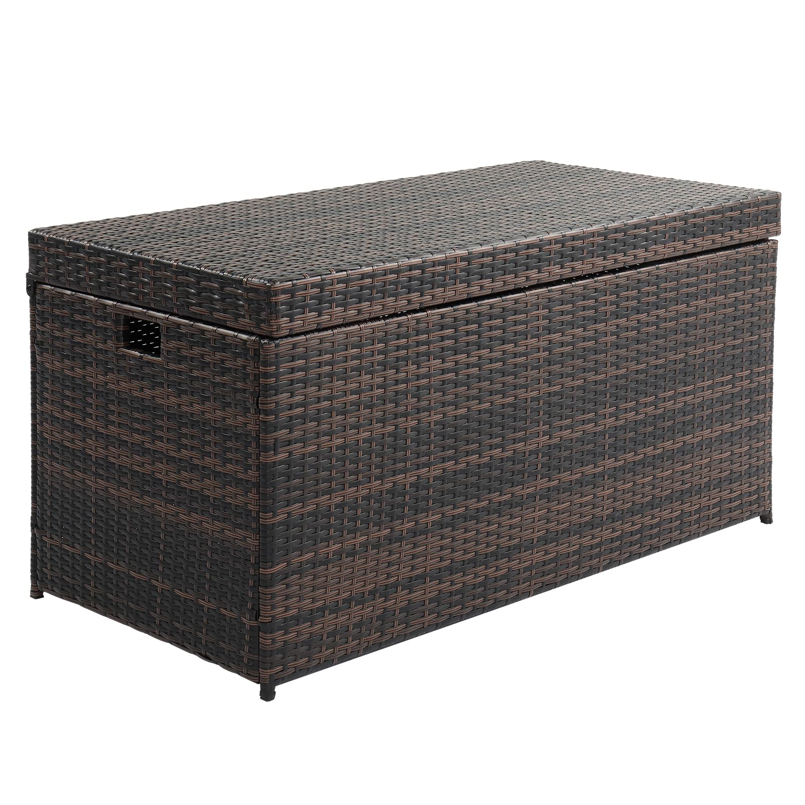 LEADZM Gartenbox - Contenitore impermeabile per esterni, in polyrattan con coperchio, 500 l, impermeabile, resistente ai raggi UV, antiruggine, 130 x 60 x 65 cm, colore: marrone sfumato