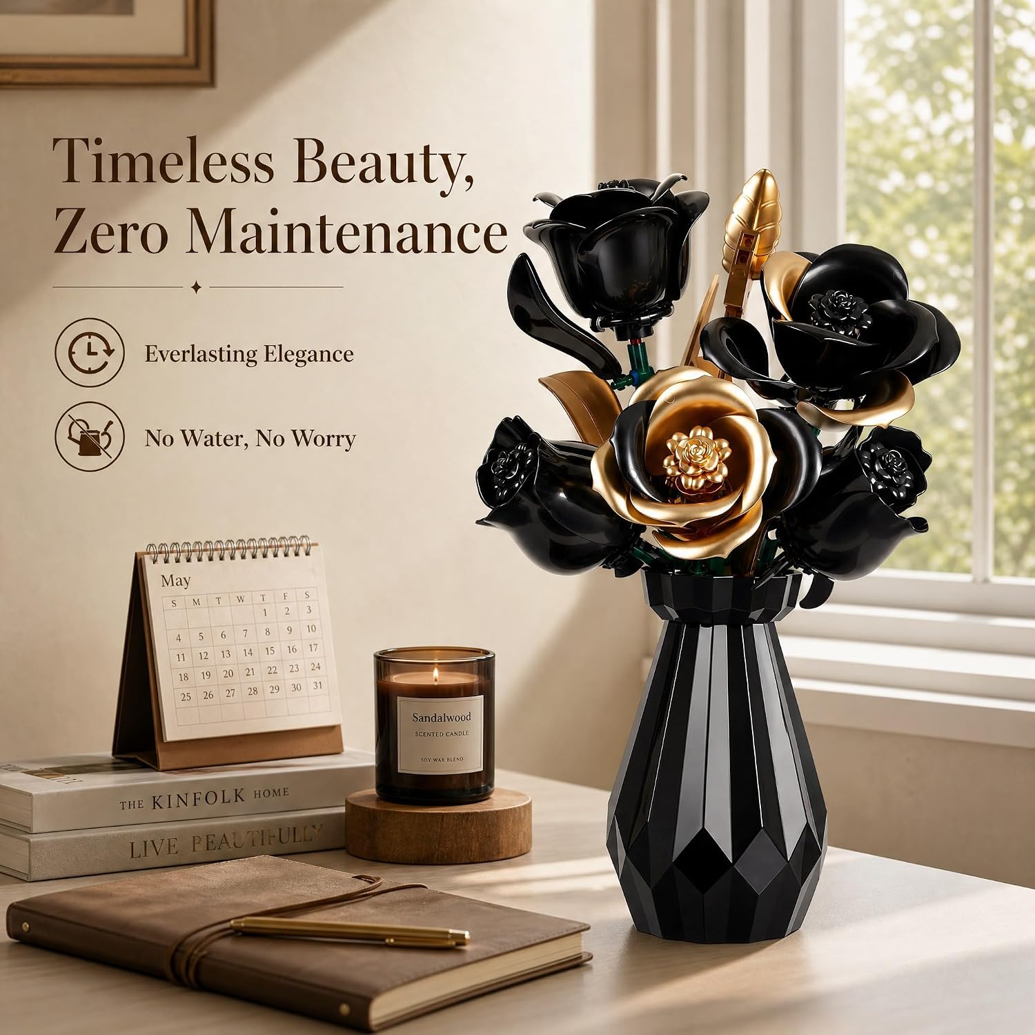 Black Rose Gothic Home Decor Building Block Set 255PCS image 3