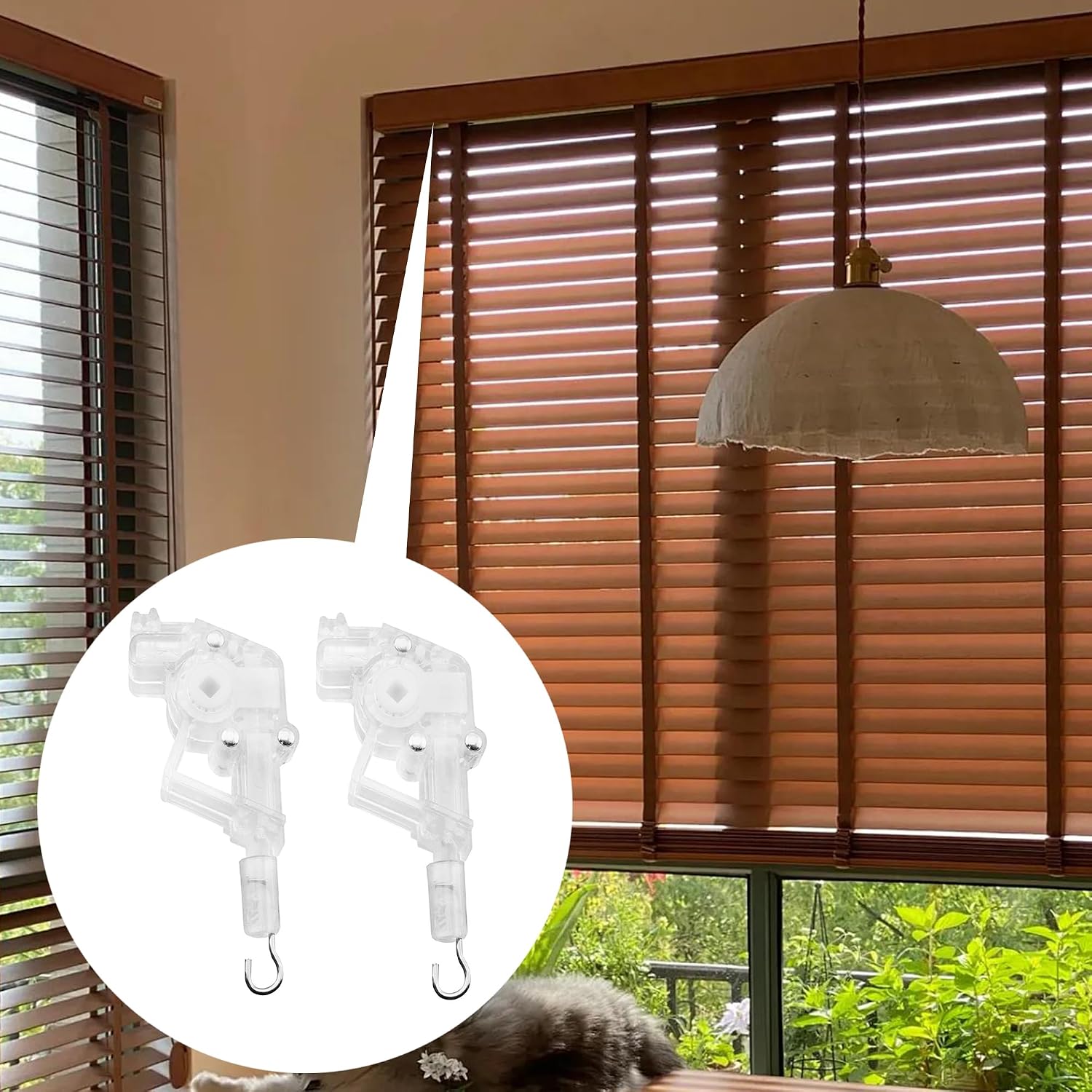 4pcs Wand Tilter for 2" Blinds - Low Profile Hexagon Shaped Gear Hook Connection, Durable Clear Blind Tilt Mechanism for 2" Horizontal Blinds Replacement Parts