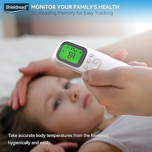 Miniatura 5 de Termómetro basal sin contacto para la frente para niños y adultos, termómetro digital de fiebre, lectura precisa de temperatura, pantalla LCD,