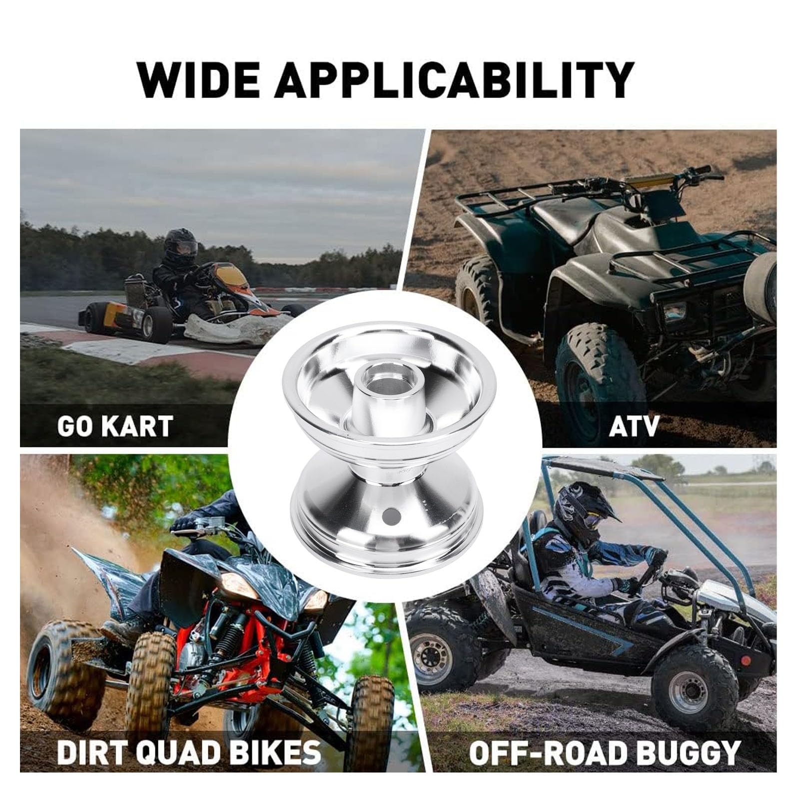 CCYLEZ 10x4.50-5 del Bordo della Ruota ATV, della Ruota Anteriore in Lega di Alluminio per Carrello Kart Utv, Dimensioni 10x4.50-5, per Cerchi di Ruota Anteriore