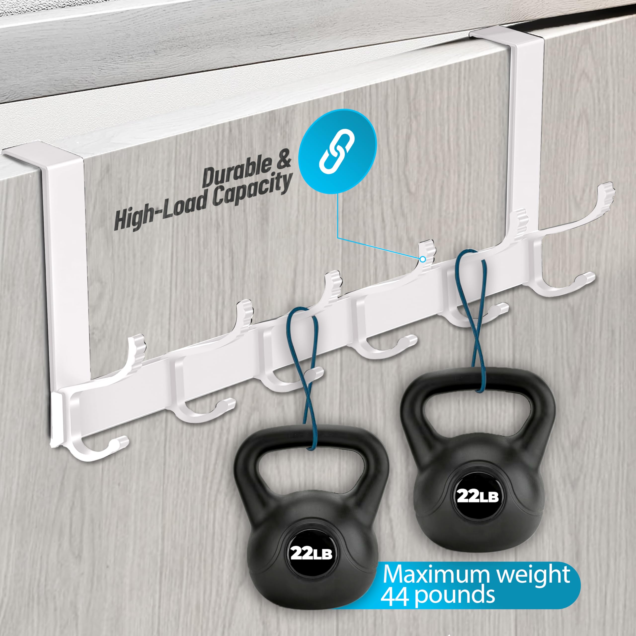 NPFVKSA Adjustable Over The Door Coat Hanger, 6 Double Hooks, Over Door Coat Hooks, Clothes Hanger Suitable for Clothes Hats - Image 4