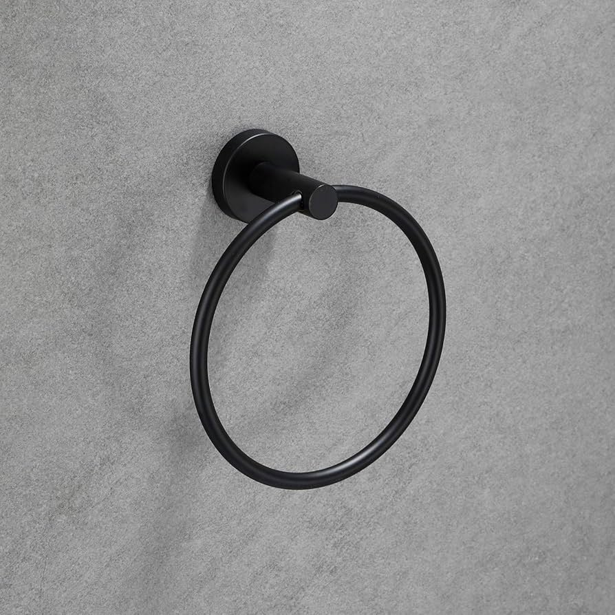 Marmolux Acc Matte Black Towel Ring - Modern Hand Towel Holder For