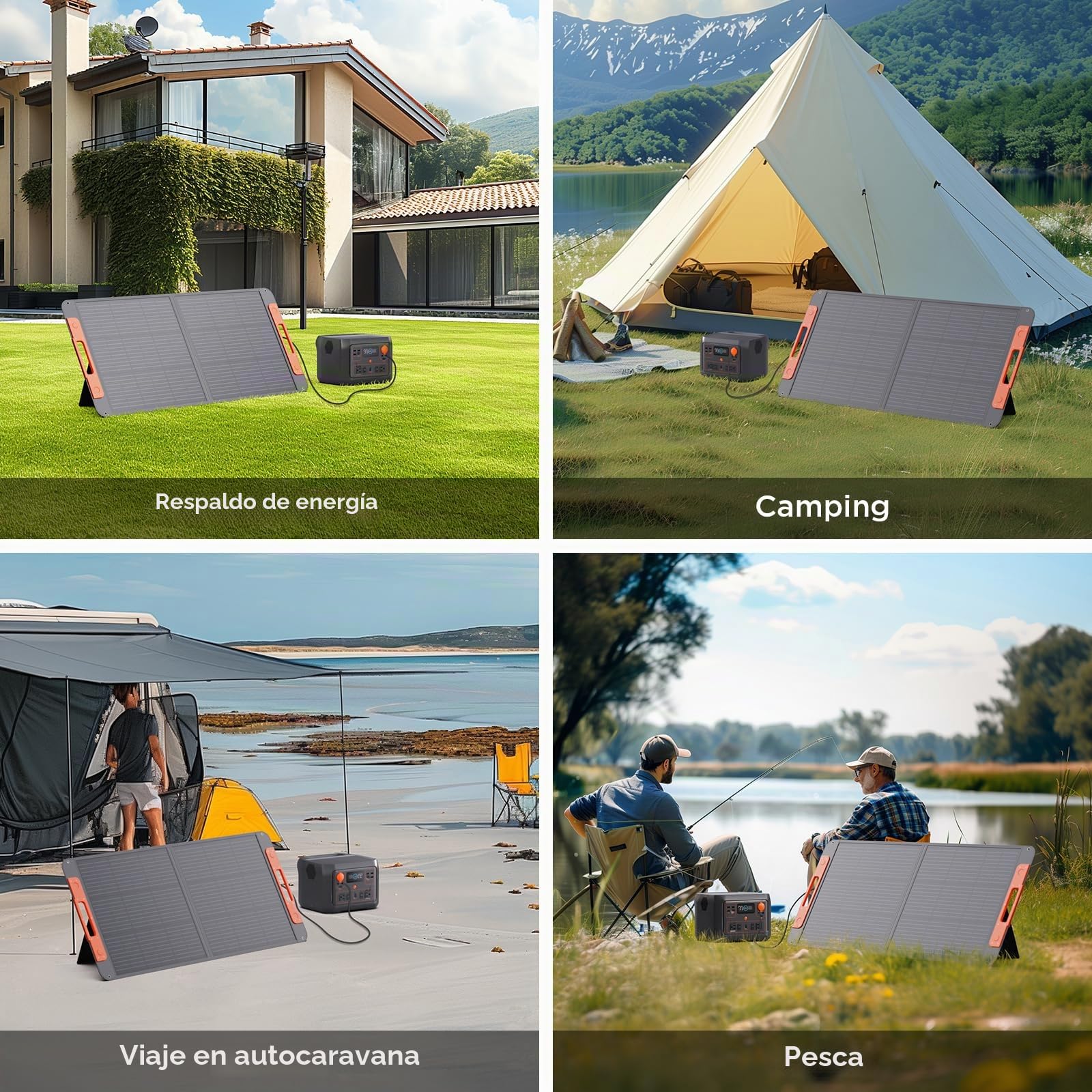 ZOUPW Panel solar portátil de 100 vatios con guía de ángulo solar, 23.5% de eficiencia, cargador solar plegable para Jackery 300/500/1000V2 y Anker Solix, IP67 impermeable energía fuera de la red para