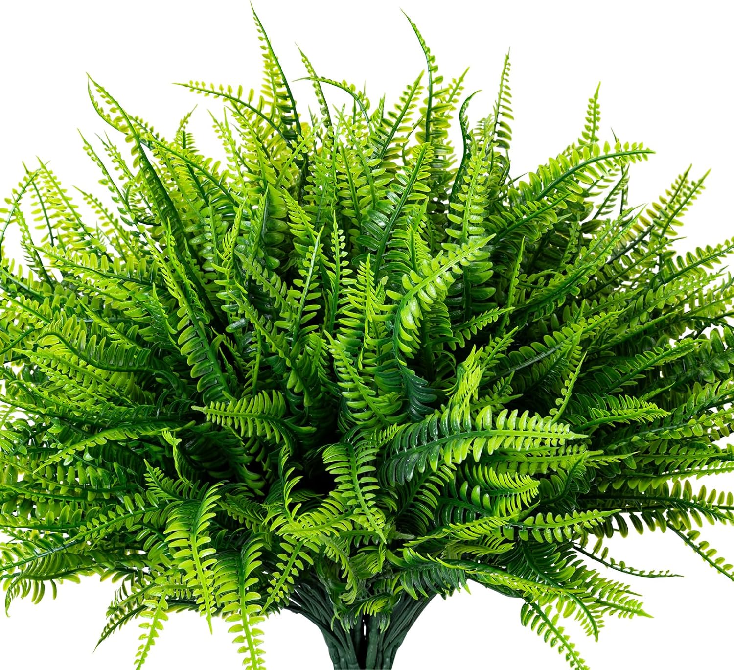 Condition photo showing New/Like New for nigirior 24 bundles artificial fake plants for outdoor faux boston fern for home decor uv resistant fake plants greenery for front porch planter indoor or outdoor (green) green 24