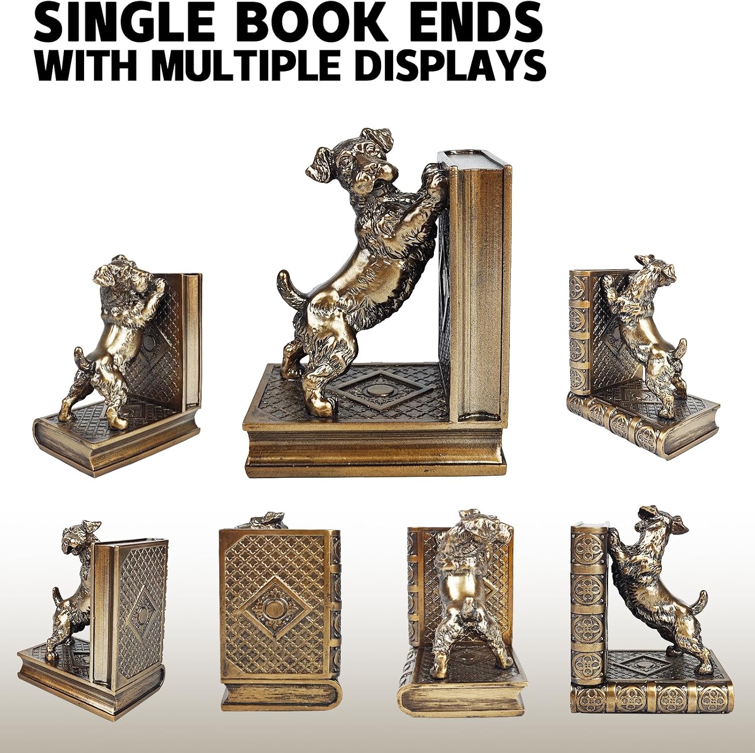 Schnauzer Decorative Bookends, Unique Dog Book Ends to Hold Books Heavy Duty for Office Desk, Vintage Antique Bronze Home Decor, Shelf Decoration, Modern Living Room Decoration,1 Pair