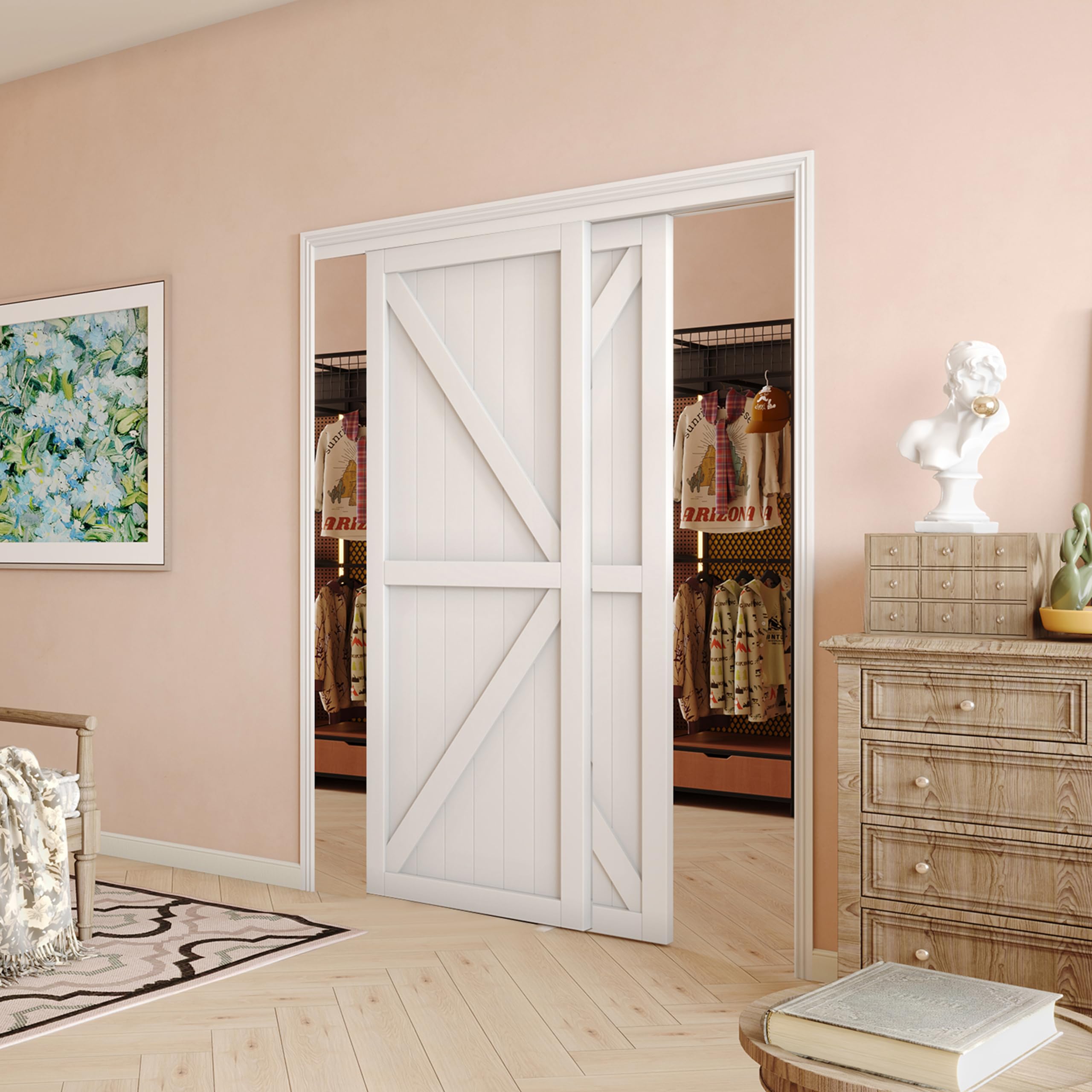 SOLRIG 60 inch K Shape Sliding Closet Door