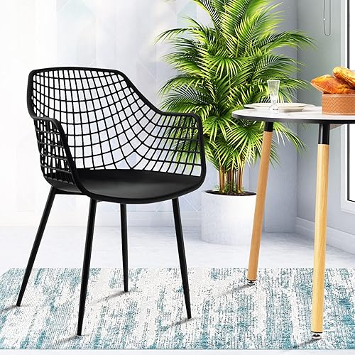 Miniatura 7 de Giantex Juego de 4 sillas de comedor modernas, sillones negros con respaldo de 15 pulgadas de alto, patas de metal con recubrimiento en polvo, Negro