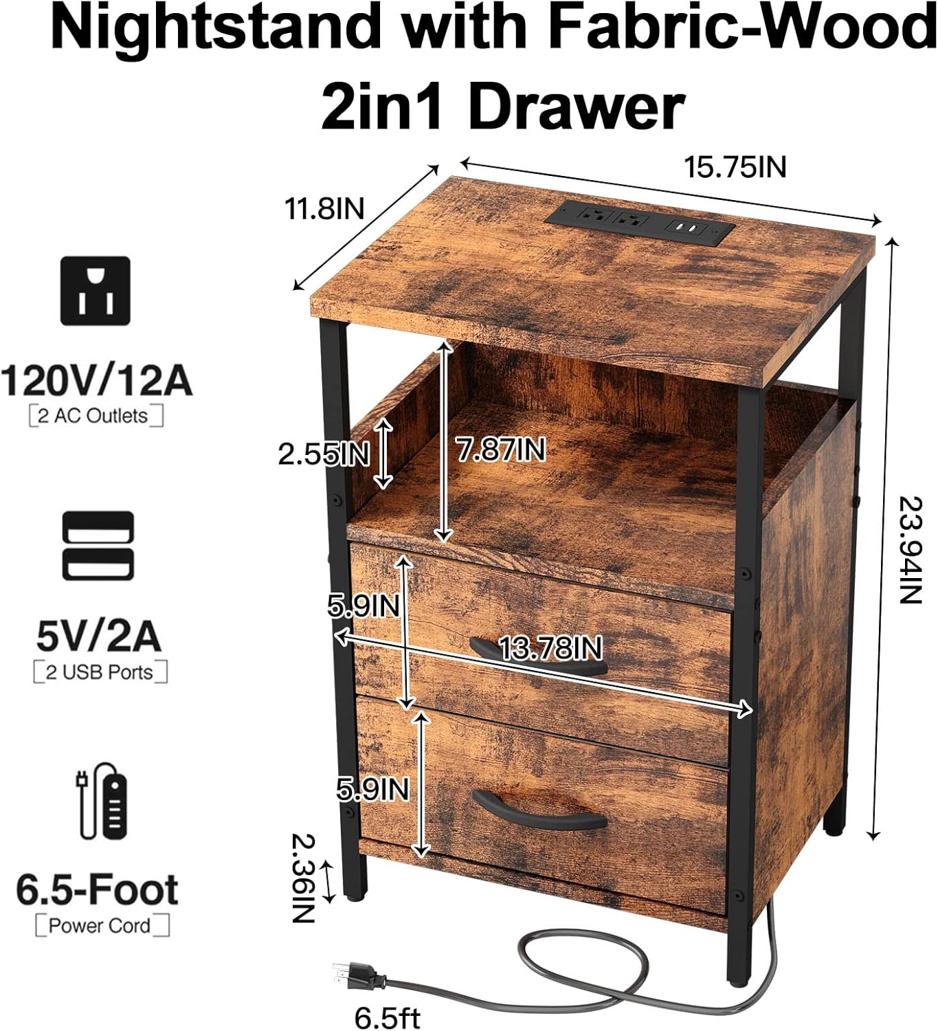 Dimensions diagram for SOOWERY Drawer Dresser.