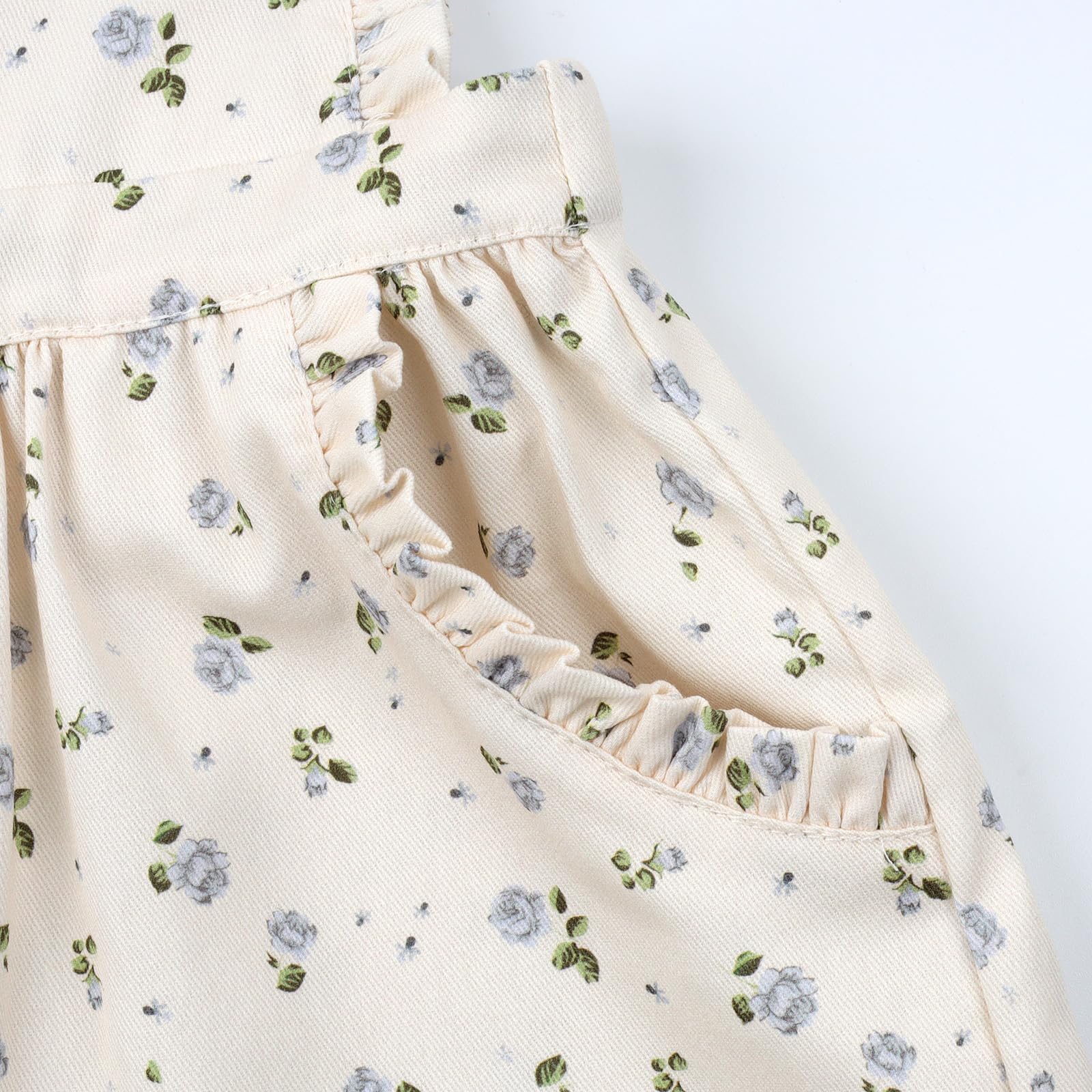 HOOLCHEAN Salopette à volants pour bébé et petite fille Printemps Été Bleu floral