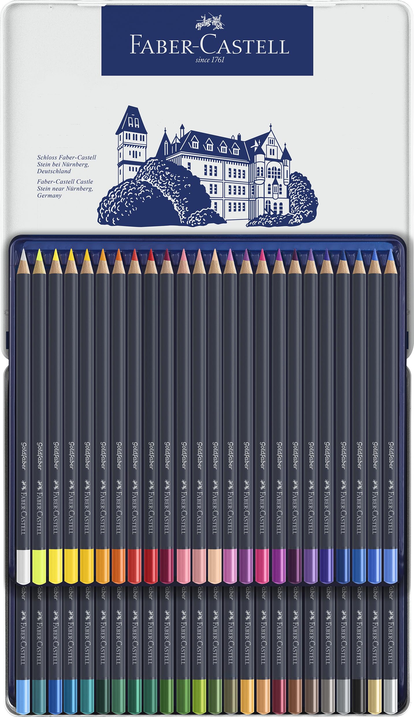 Faber-Castell Goldfaber, Lot de 48 crayons de couleur, bloc de papier gommé A4, 100 g/m², 50 feuilles