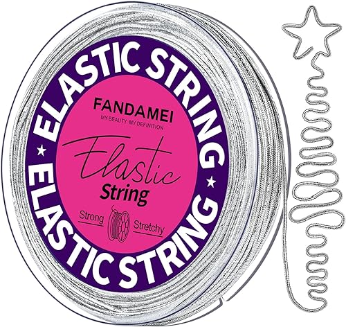 Miniatura 8 de FANDAMEI Cuerda elástica metálica de 0.047 pulgadas, cordón elástico dorado para manualidades, regalo de joyas, cinta elástica para trenzas de