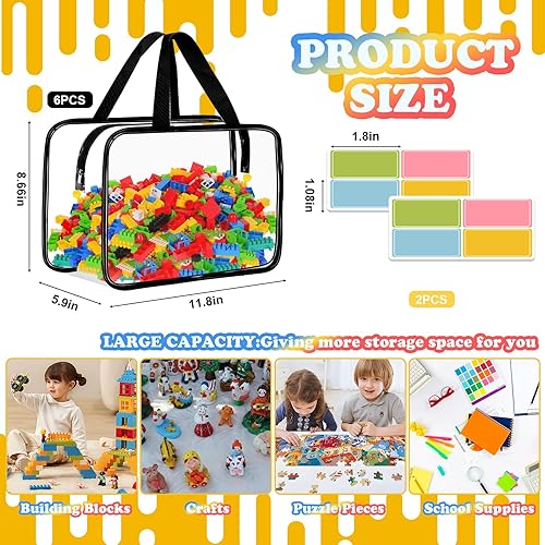 Miniatura 2 de AOBOPLE Paquete de 6 bolsas de almacenamiento de juguetes extra grandes con cremallera, 11.8 x 8.7 x 5.9 pulgadas, bolsas organizadoras de juguetes