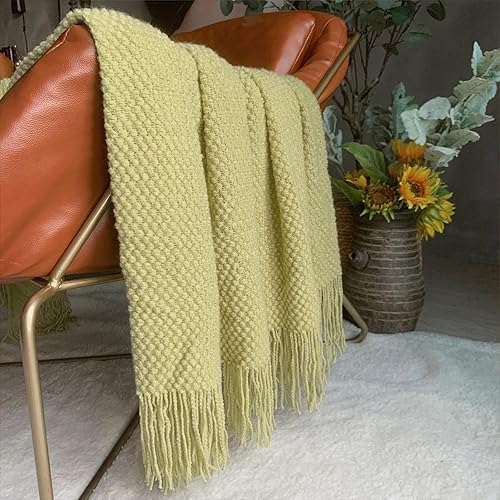 Miniatura 10 de LOMAO Manta de punto con borlas Burbujas texturizadas ligeras mantas para la decoración del hogar