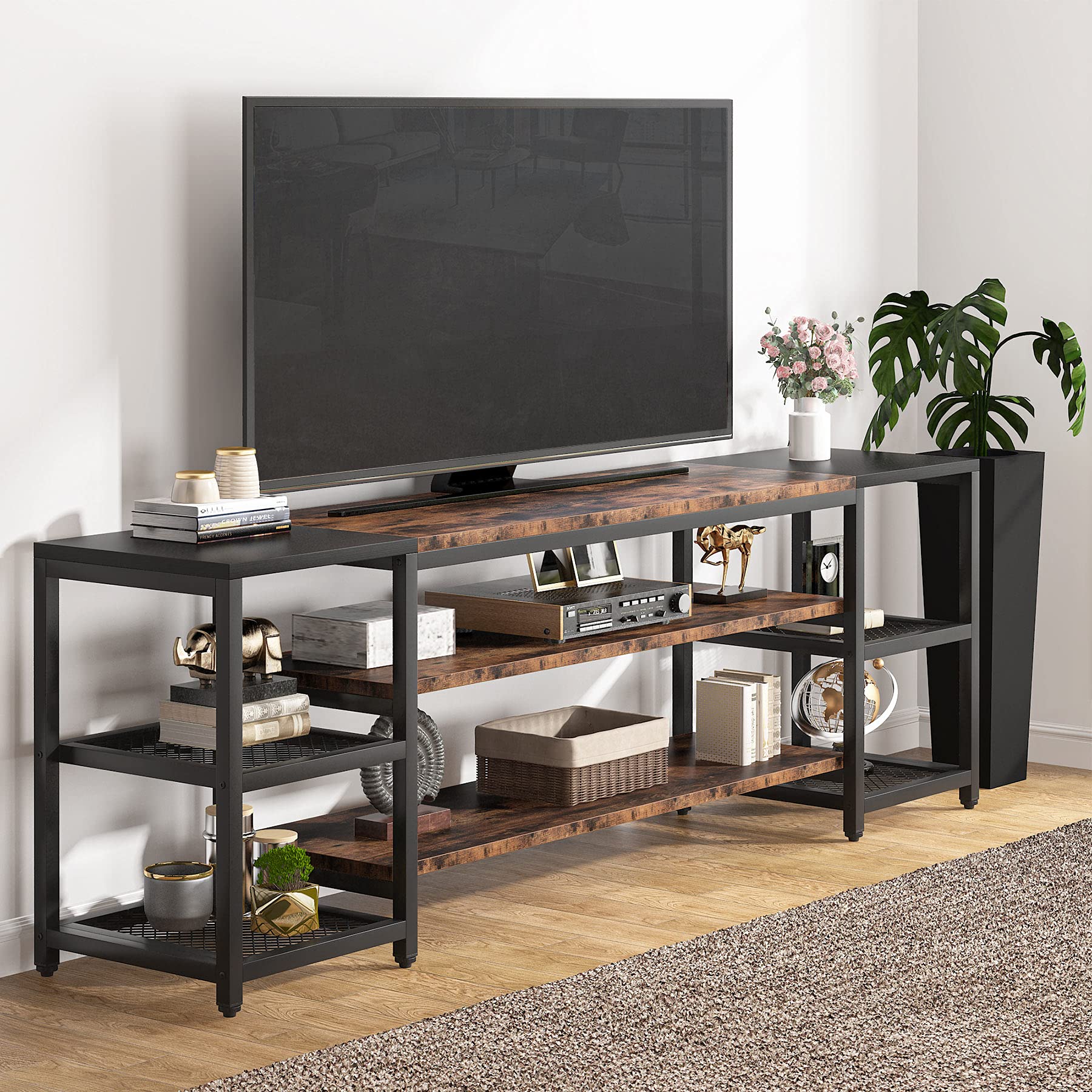 Buy Tribesigns 78’’ TV Stand, Industrial 3Tier Extra Large TV Console