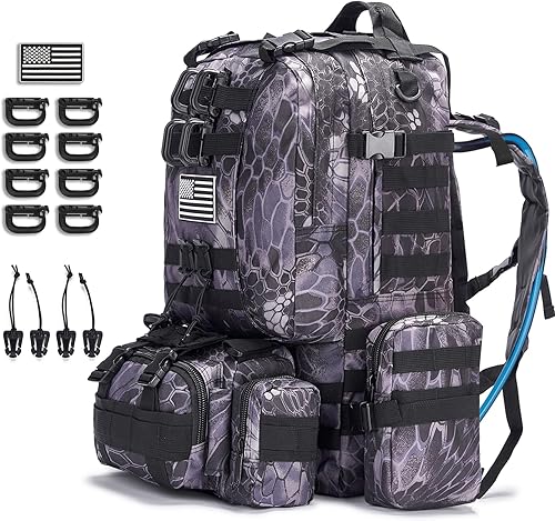 CALUOMATT Mochila táctica militar para hombres, mochila militar negra para hombres y mujeres, Camuflaje negro-2, Negro disponible en Yaxa Colombia