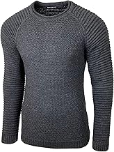B-8056 Men's Two Tone Crew Neck Pullover Chunky Knit