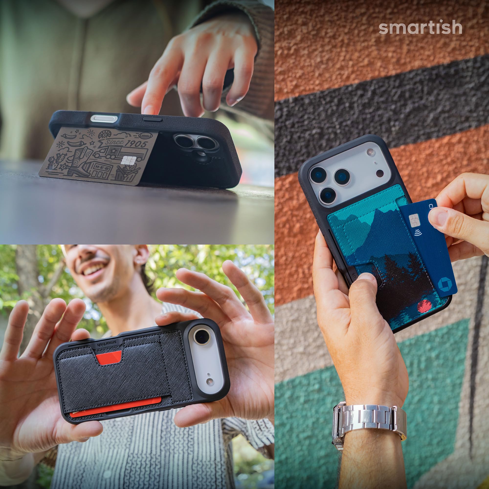 Smartish® Custodia a portafoglio per iPhone 17 Pro - Portafoglio Slayer Vol. 2 [Sottile + protettivo] Porta carte di credito con supporto - Custodia con slot per carte nascosto a prova di caduta per