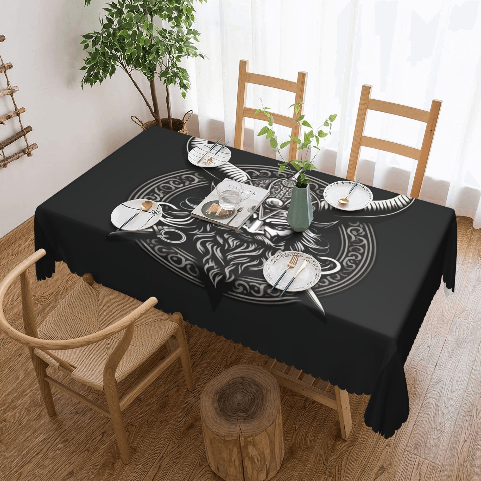 Hand Drawn Viking Warrior Character Realistic Style with Sword and Shield Tablecloths Polyester Table Cloth for Kitchen Dinning Table Washable Table Cover for Parties Wedding Picnic 54x72in