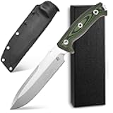 Sitivien ST11 Fixed Blade Knife DC53 Stonewashed Steel Blade Double Color G10 Handle Full Tang Knife for Outdoor Camping Hiking Hunting Fishing(Silver)