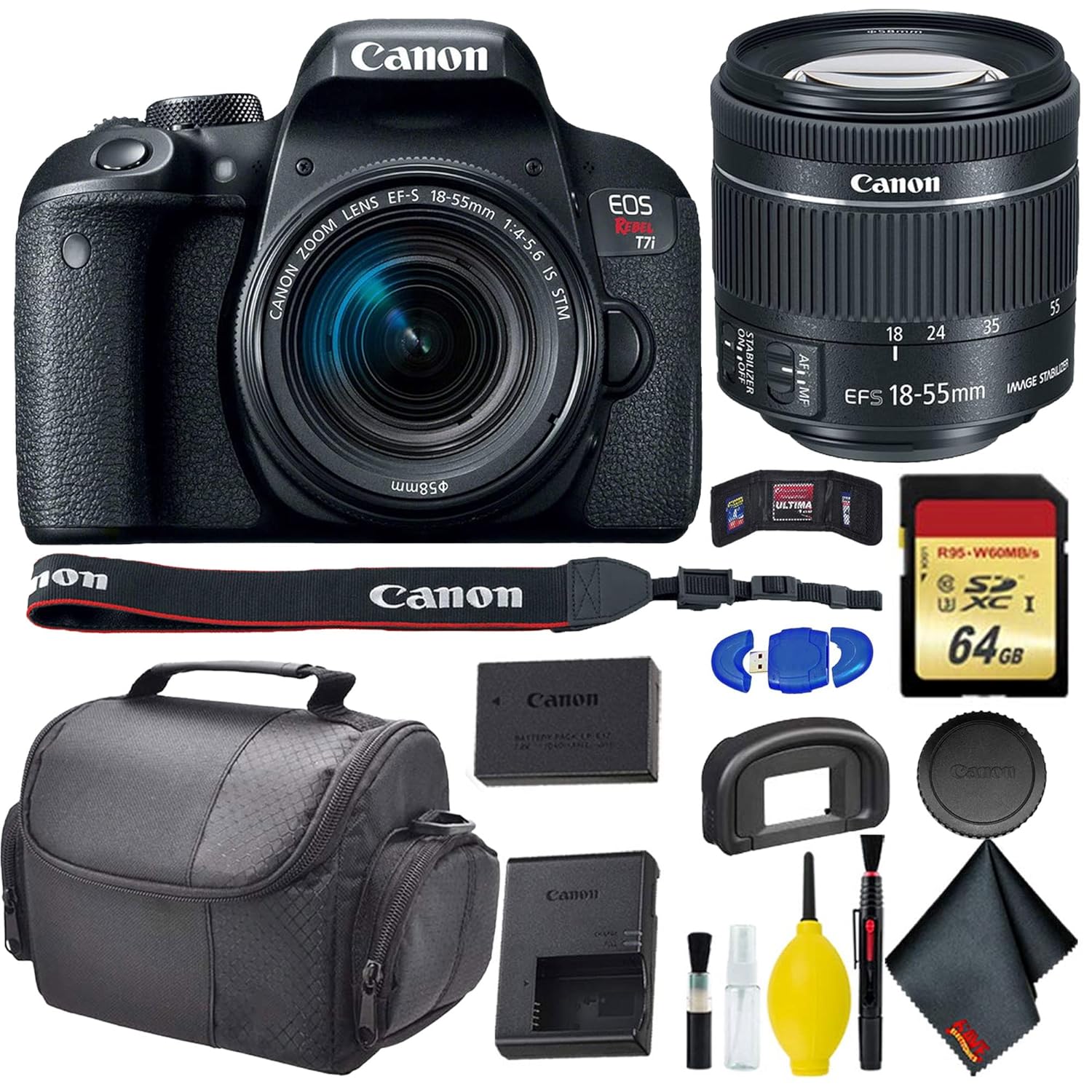 Buy Canon EOS Rebel T7i DSLR Camera with 1855mm Lens Standard Bundle