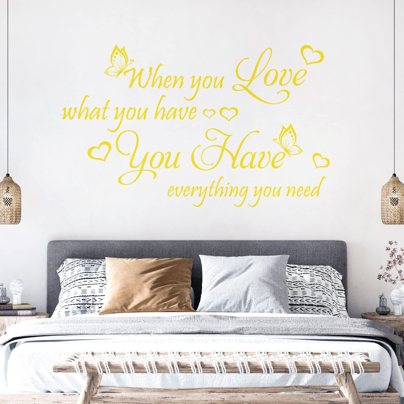 When You Love What You Have, You Have Everything ... - Quote Decal Wall Sticker [XLarge] [Lemon]
