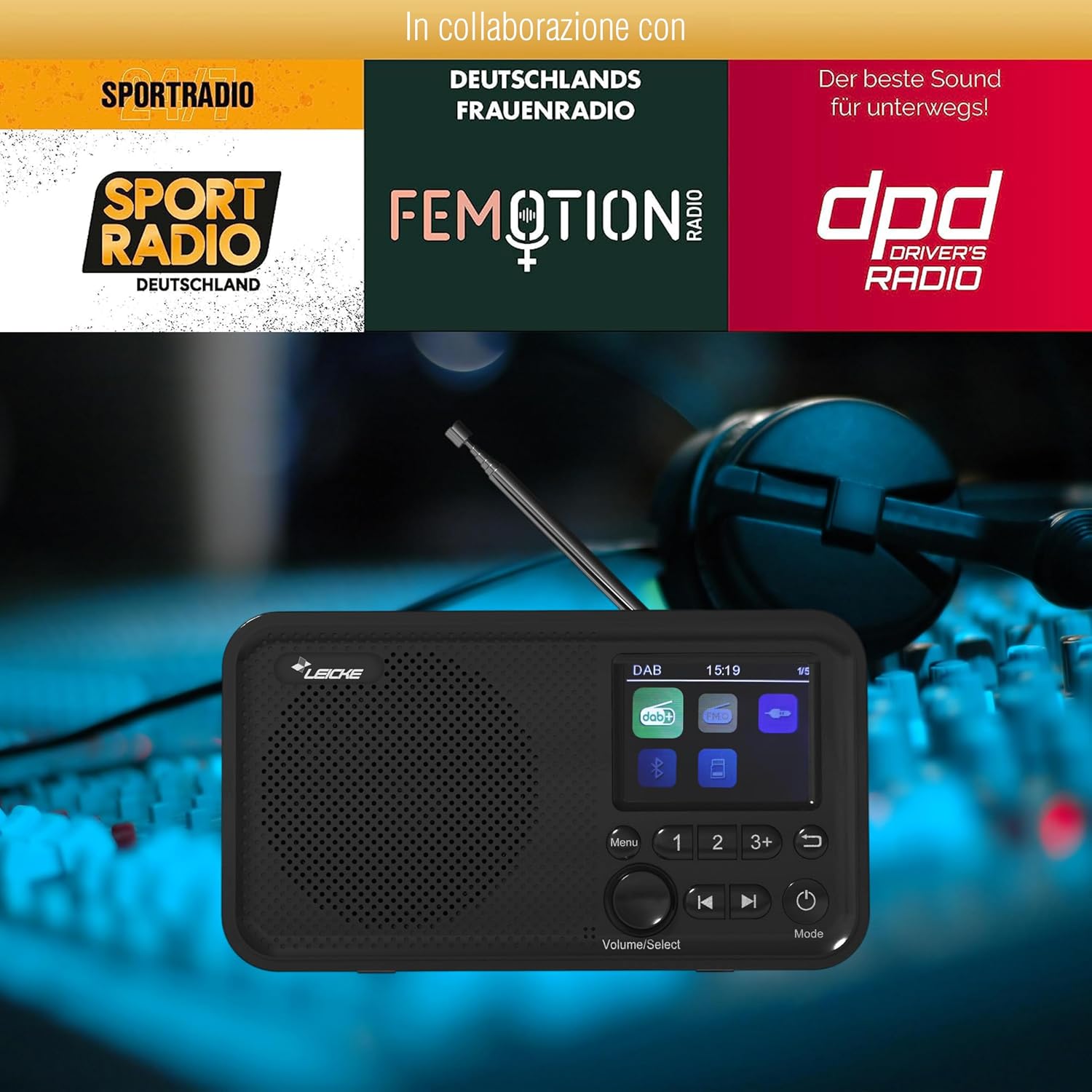LEICKE Przenośne radio Dab Bluetooth 5.0 radio Dab Dab i FM kolorowy wyświetlacz o przekątnej 2 4 cala przewodowe radio kuchenne akumulator 4000 mAh złącze MicroSD TF AUX funkcje alarmowe