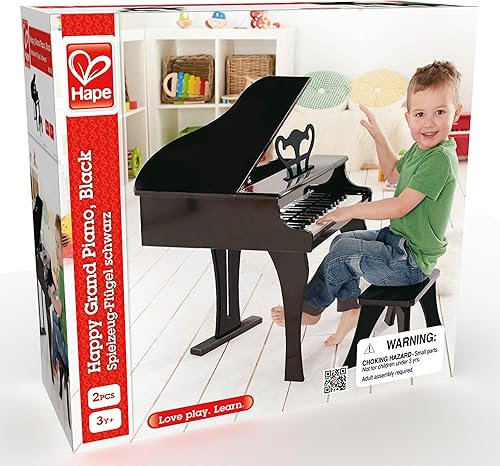 Miniatura 5 de Hape Happy Grand Piano Instrumento musical de madera para niños, negro, L: 19.7, W: 20.5, H: 23.6 pulgadas