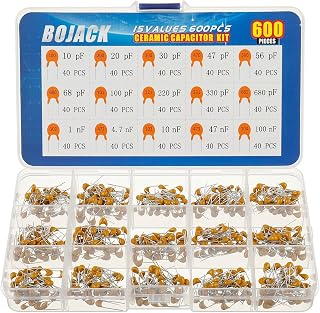 BOJACK 600pcs Ceramic Capacitor Assortment Kit 15 Values 10pF-100nF 50V ±10% - Electronics Repair & DIY Kit