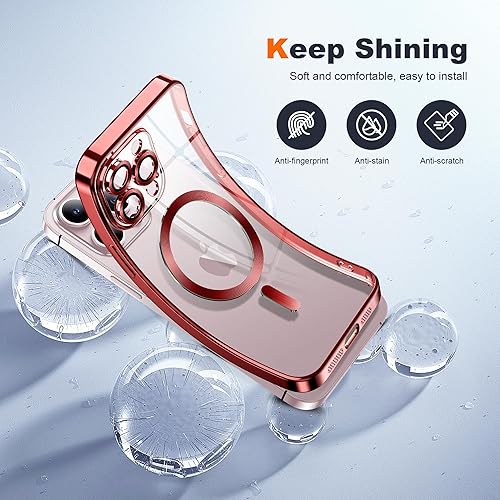 Miniatura 3 de SKYLMW Matallic Magsafe - Funda transparente brillante para iPhone 13 con protección completa de la cámara chapada fuerte atracción magnética Funda