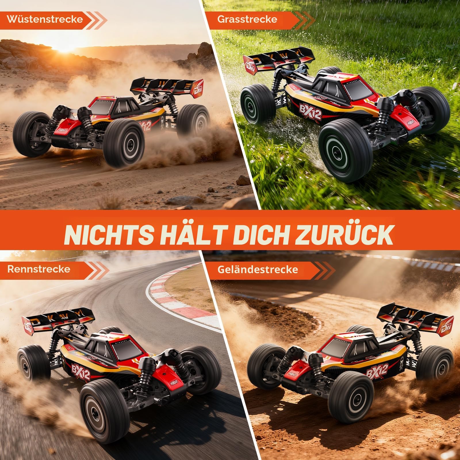 1/12 bürstenlose RC-Autos für Erwachsene, Max 50 MPH schneller RC-Buggy, All-Terrain-Hochgeschwindigkeits-Fernbedienungsauto, Hobby-Offroad-RC-Truck, 4x4-Trucks mit 3S-Batterie